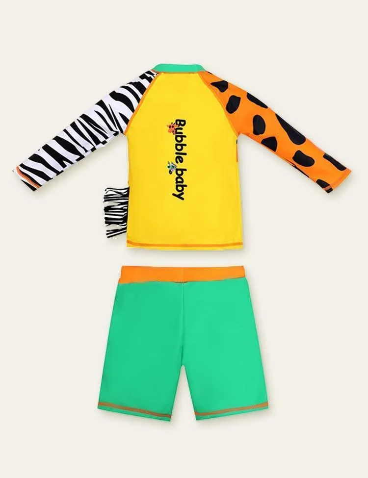 Animal Long Sleeve Swim Suit + Cap - Image 3
