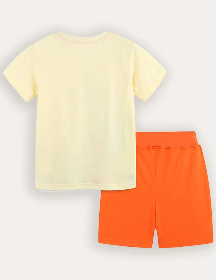 Animal Print Short-sleeved T-shirt and Shorts Set - Image 2