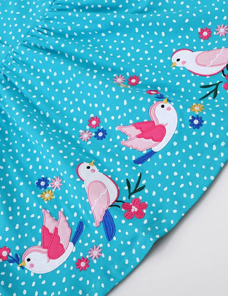 Bird Appliqué Dotted Dress - Image 3