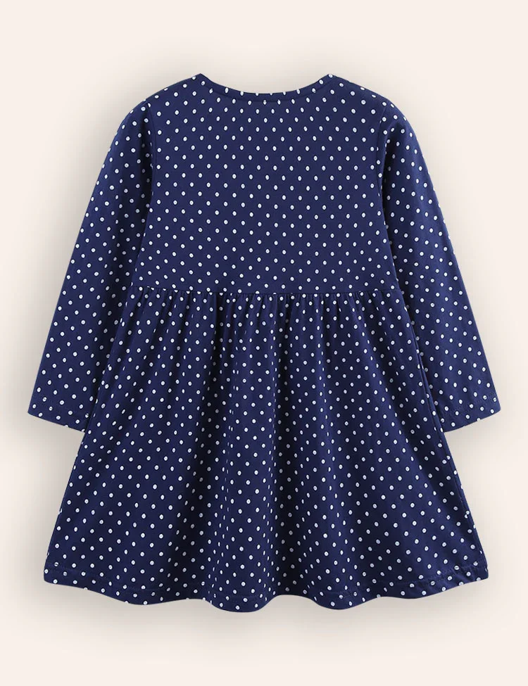 Blue Butterfly Appliqué Button Front Dress - Image 2