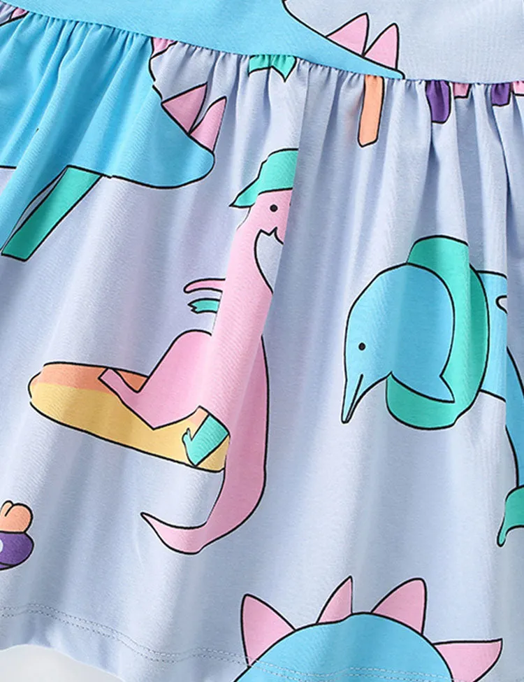Cartoon Animal Print Cotton Dress - Image 2