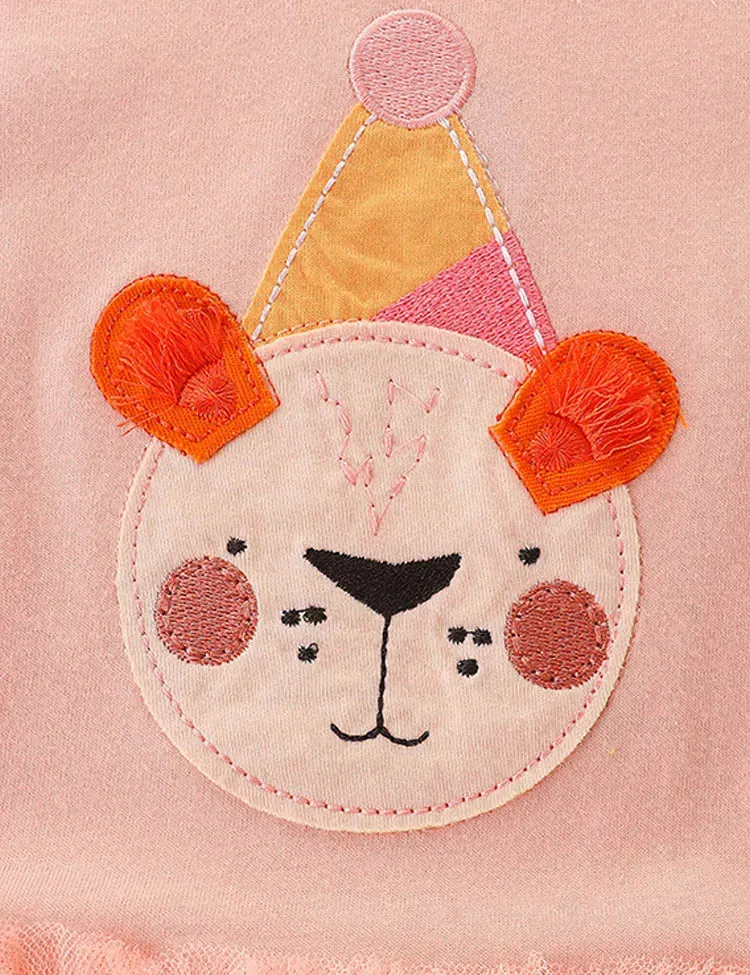 Cartoon Bear Appliqué Tulle Dress - Image 2