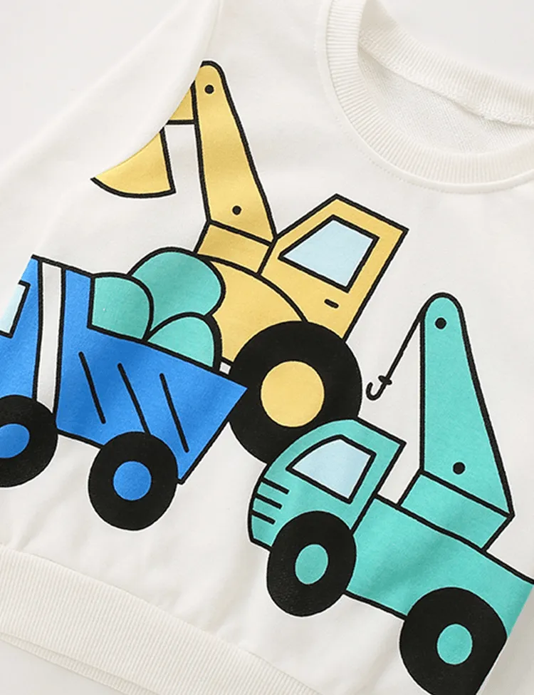 Cartoon Car Printed Long-Sleeved T-shirt - Image 3