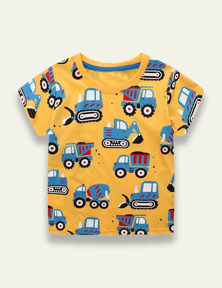 Cartoon Car Printed T-shirt