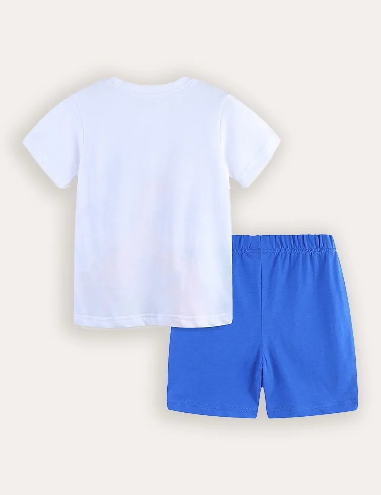 Cartoon Dinosaur Print Short Sleeve T-Shirt and Shorts Set - Image 2