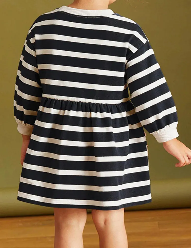 Cartoon Dog Printed Striped Dress - Image 2
