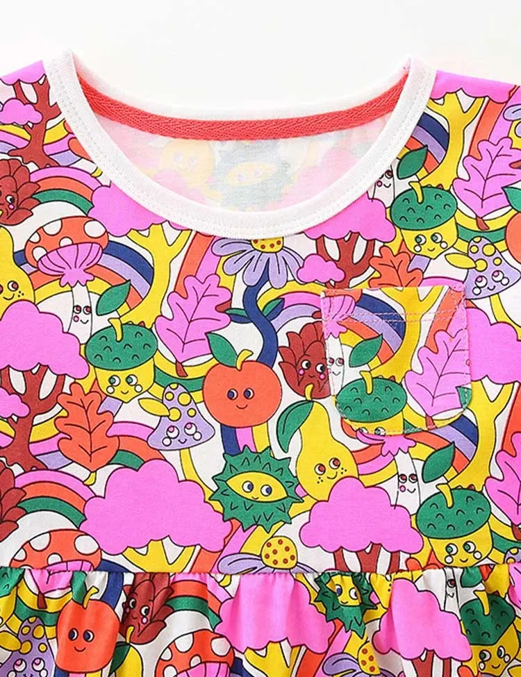 Cartoon Fruit Rainbow Printed Dress - Image 2