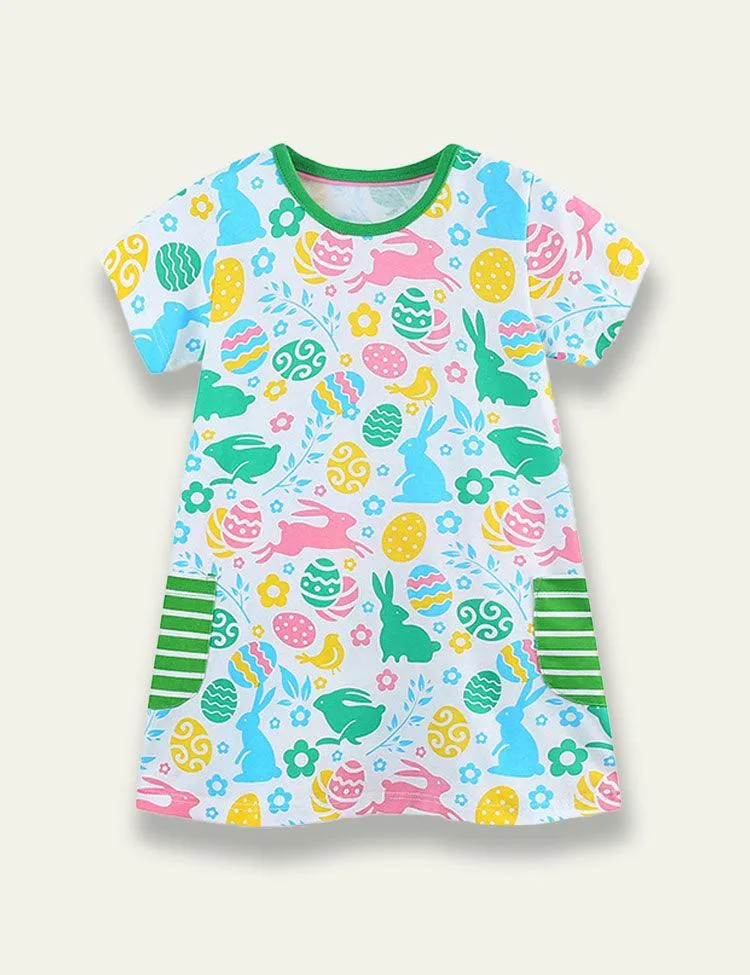 Cartoon Printed Pocket Princess Dress