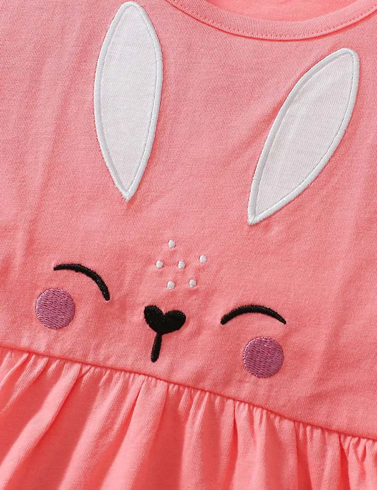 Cartoon Rabbit Applique Short Sleeve T-Shirt and Printed Leggings Set - Image 2