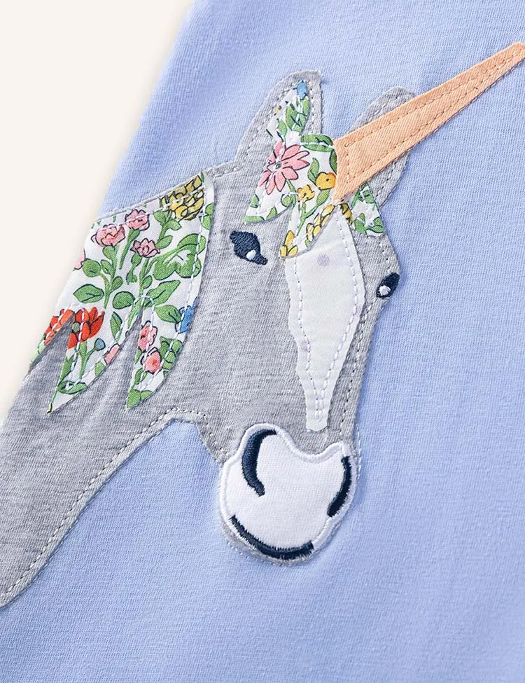 Cartoon Unicorn Applique Dress - Image 5
