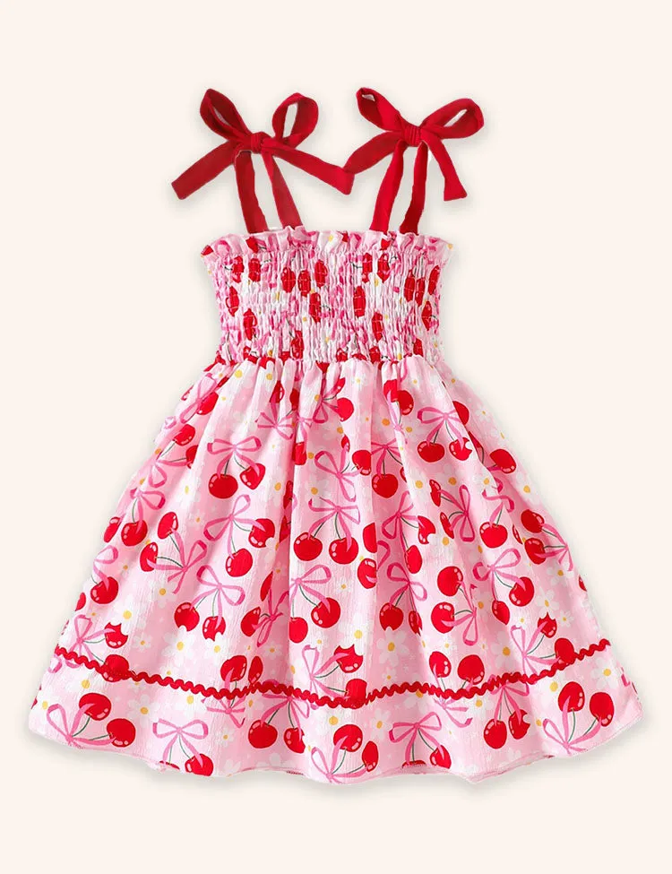 Cherry Suspender Printed Dress