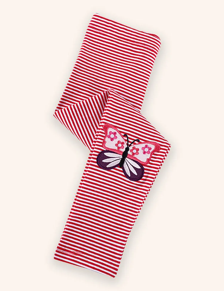 Butterfly Applique Striped Leggings - Image 2