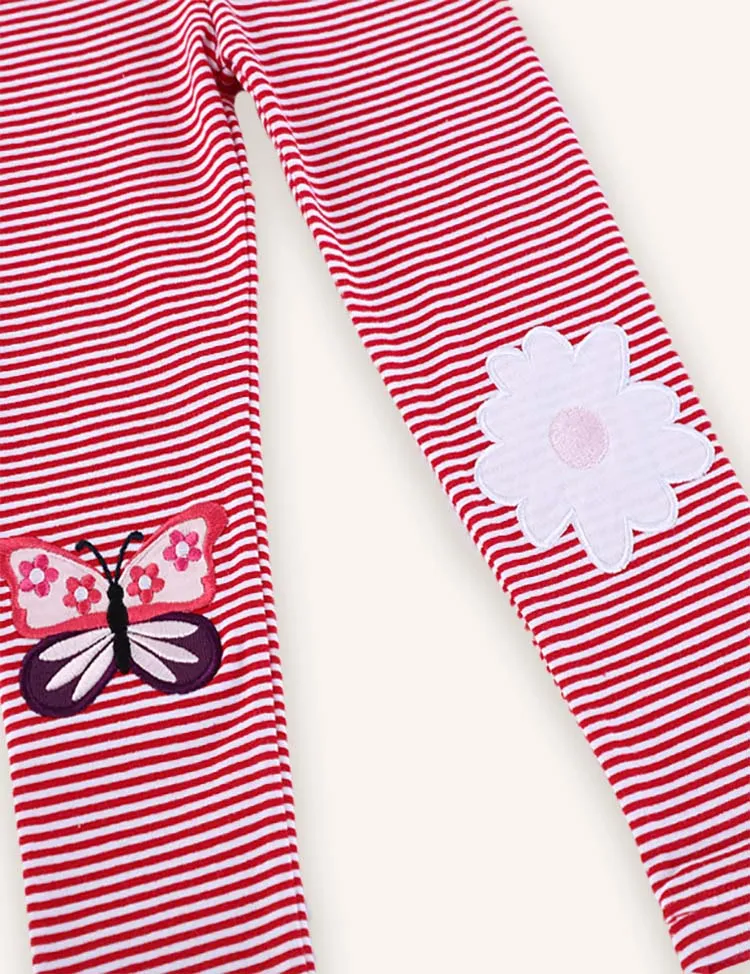 Butterfly Applique Striped Leggings - Image 3
