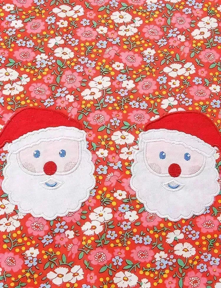 Christmas Santa Claus Appliqué Floral Dress - Image 3