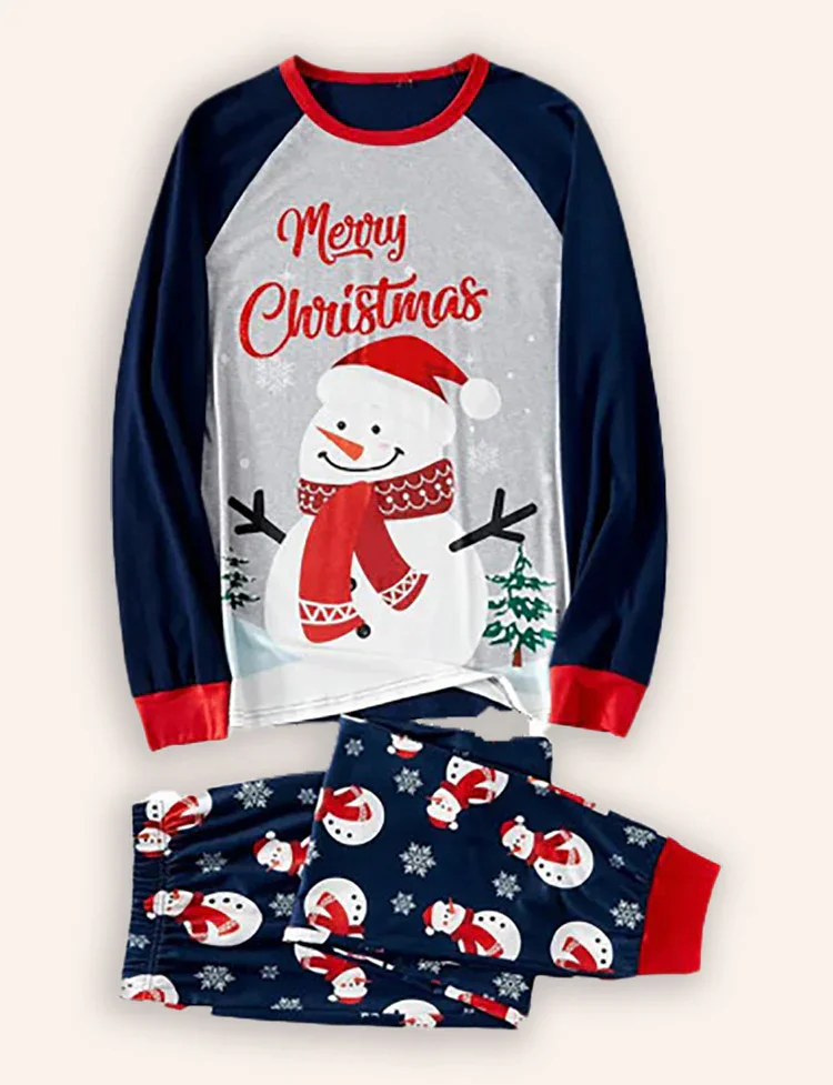 Christmas Snowman Print Family Matching Pajamas Sets - Image 2