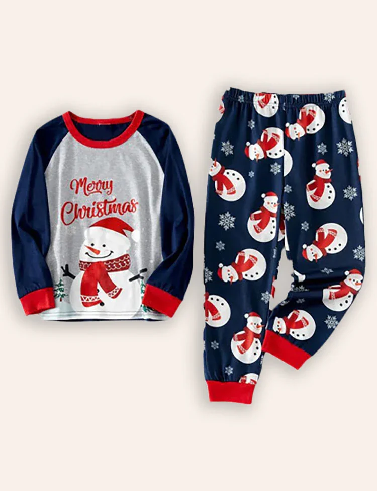 Christmas Snowman Print Family Matching Pajamas Sets - Image 3