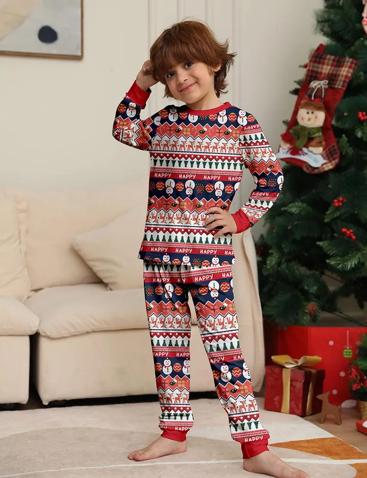 Christmas Snowman Striped Printing Family Machting Pajamas (Pet Size Available) - Image 4