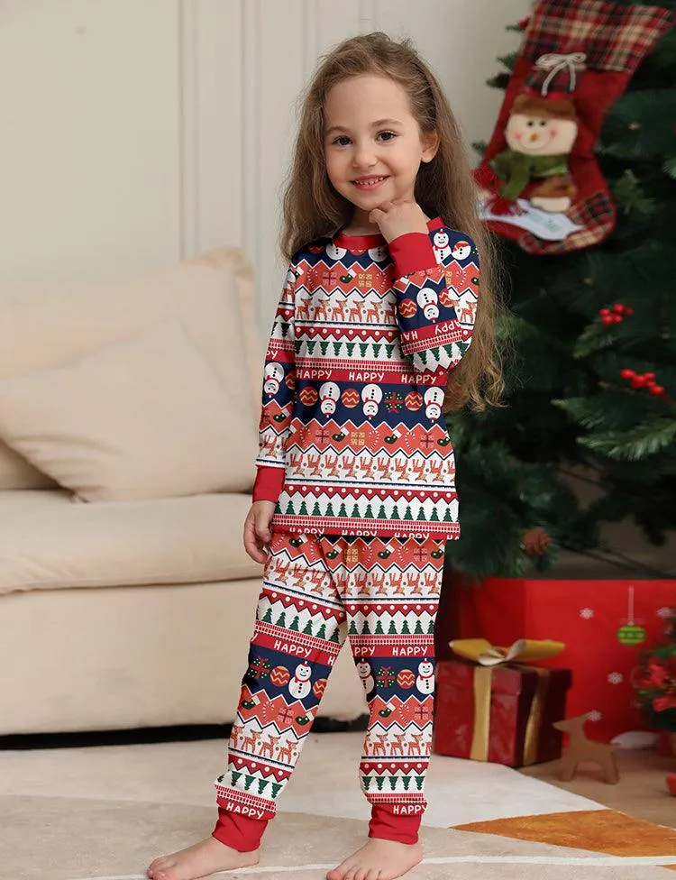 Christmas Snowman Striped Printing Family Machting Pajamas (Pet Size Available) - Image 5