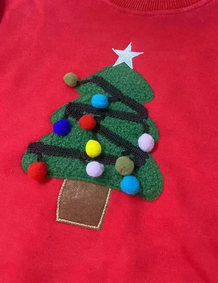 Christmas Tree Appliqué Family Matching Sweatshirt - Image 3