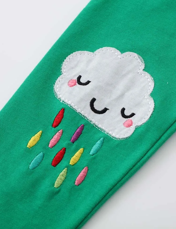 Cloud Appliqué Embroidery Leggings - Image 3
