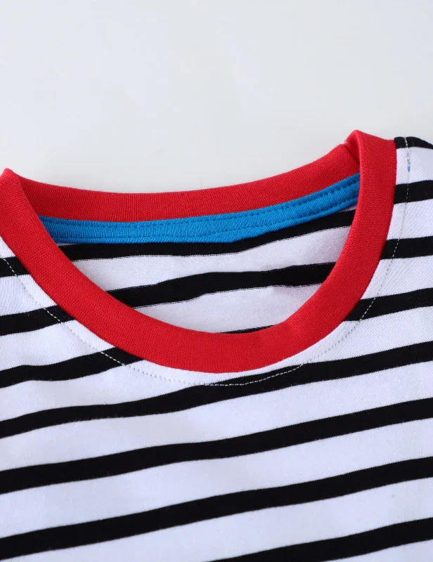 Construction Car Applique Striped Long Sleeve T-Shirt - Image 4