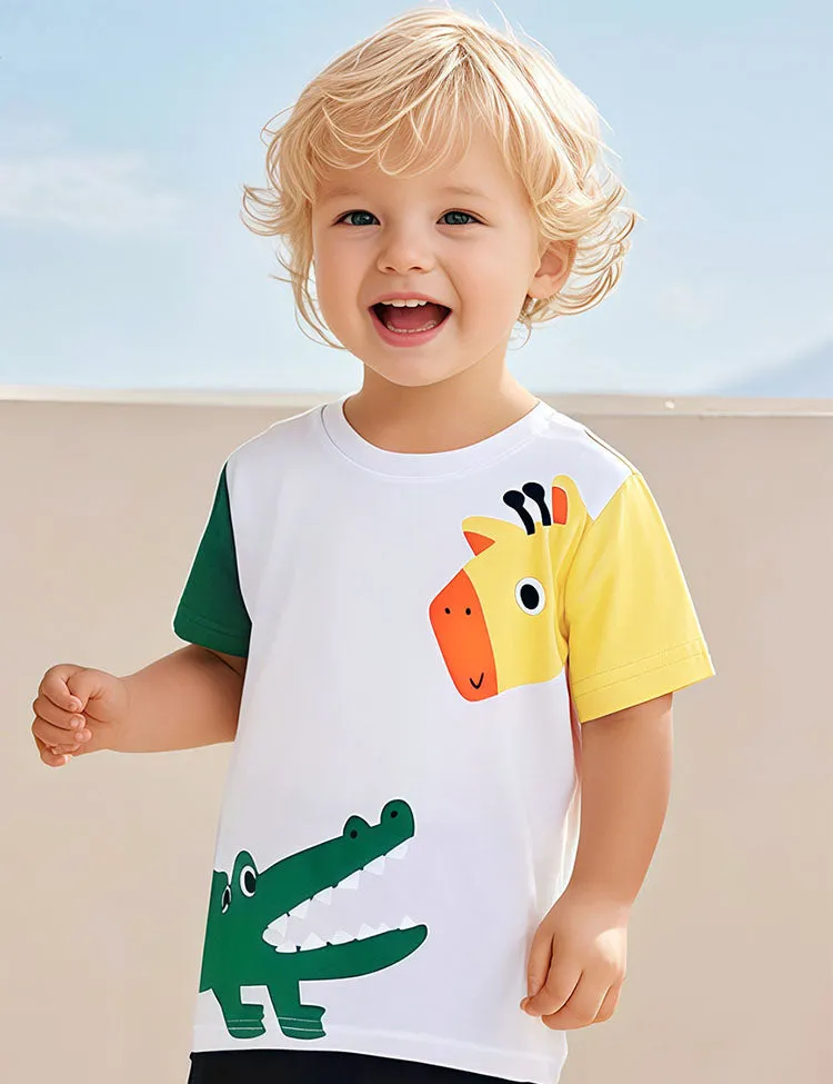 Crocodile&Giraffe Colorblocked T-Shirt - Image 5