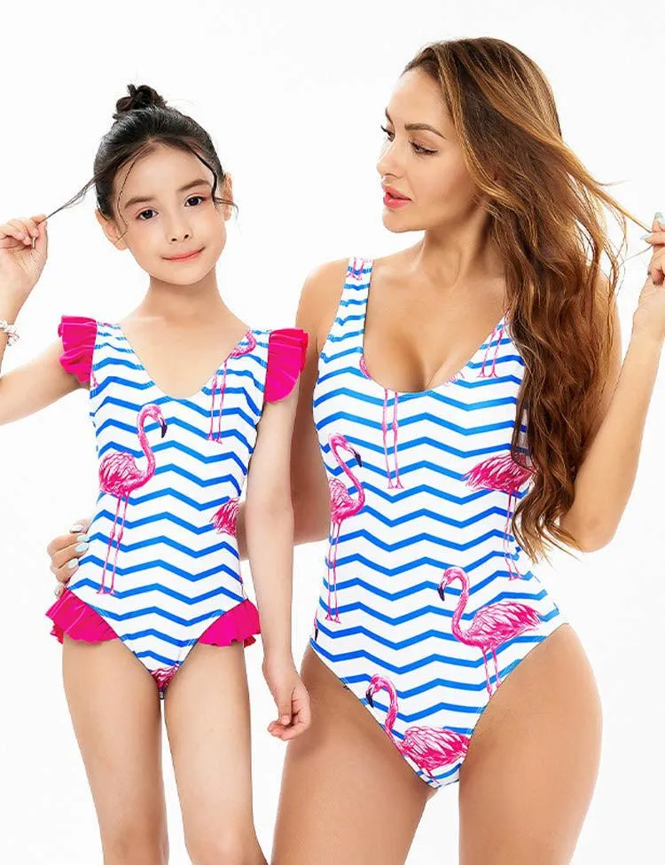 Mom & Me Flamingo Famliy Matching One Piece Swimsuit - Image 2