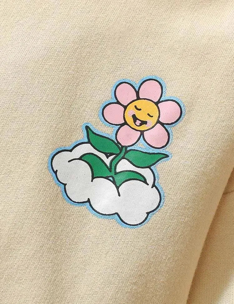 Cute Flower Printed Tulle Skirt Sweatshirt - Image 2