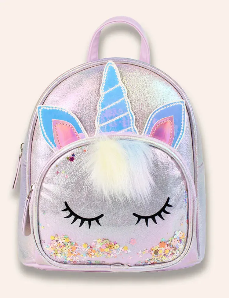 Cute Fluffy Sequined Unicorn Backpack - Image 2