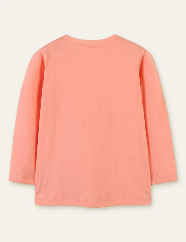 Cute Owl Printed Long Sleeve T-shirt - Image 3