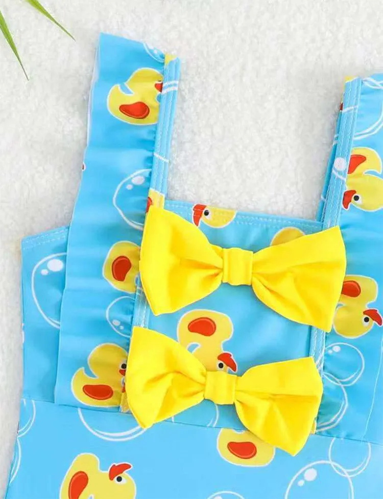 Cute Print Bow Lace Sleeveless Swimsuit - Image 3