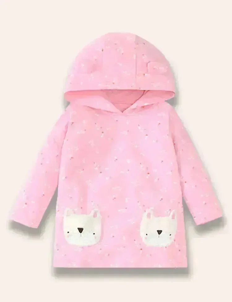 Cute Puppy Appliqué Hooded Long Sleeve T-Shirt Set - Image 4