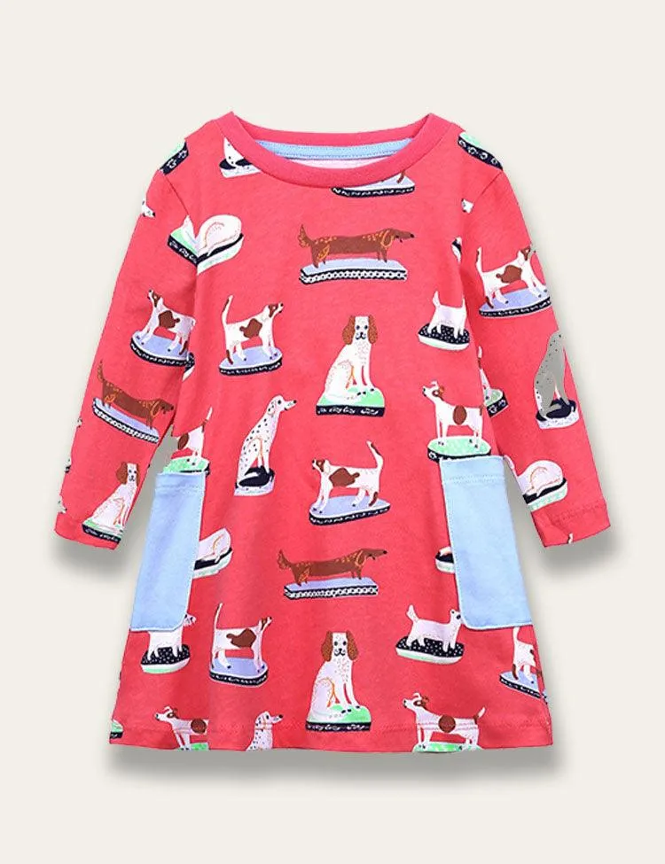 Cute Puppy Print Dress