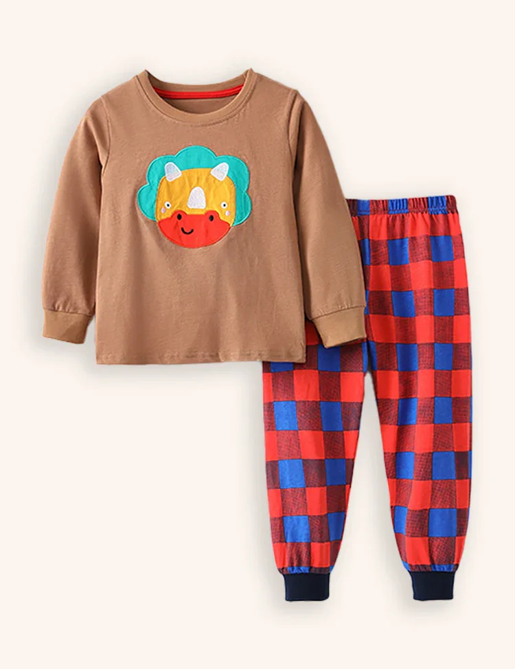 Dinosaur Applique Long Sleeve Suit