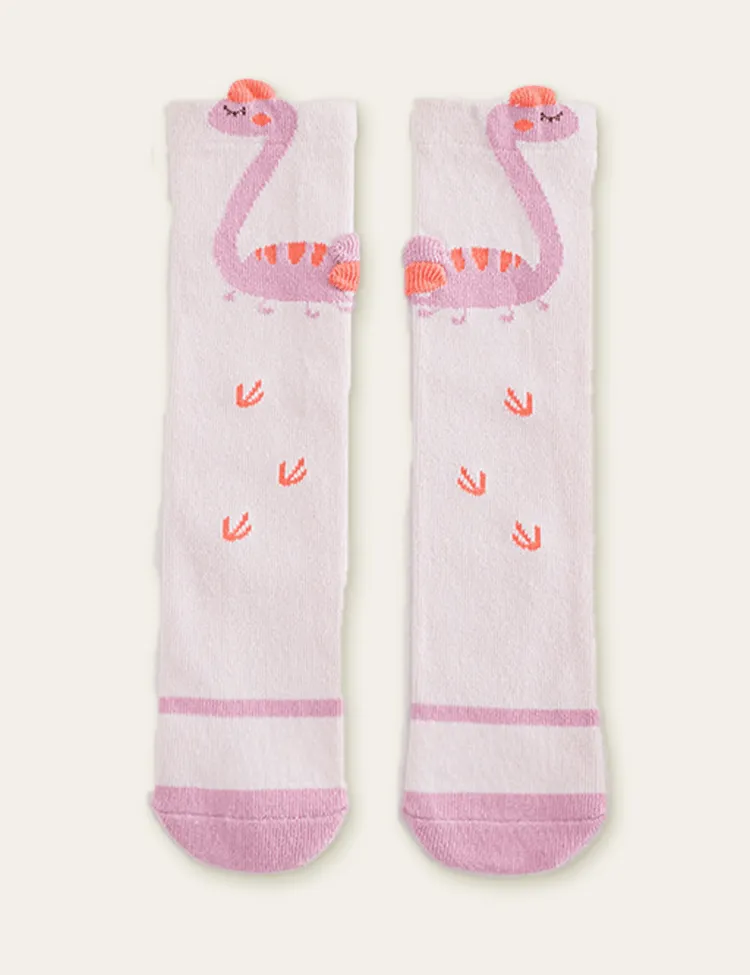 Dinosaur Flamingo Printed Knee Socks - Image 2