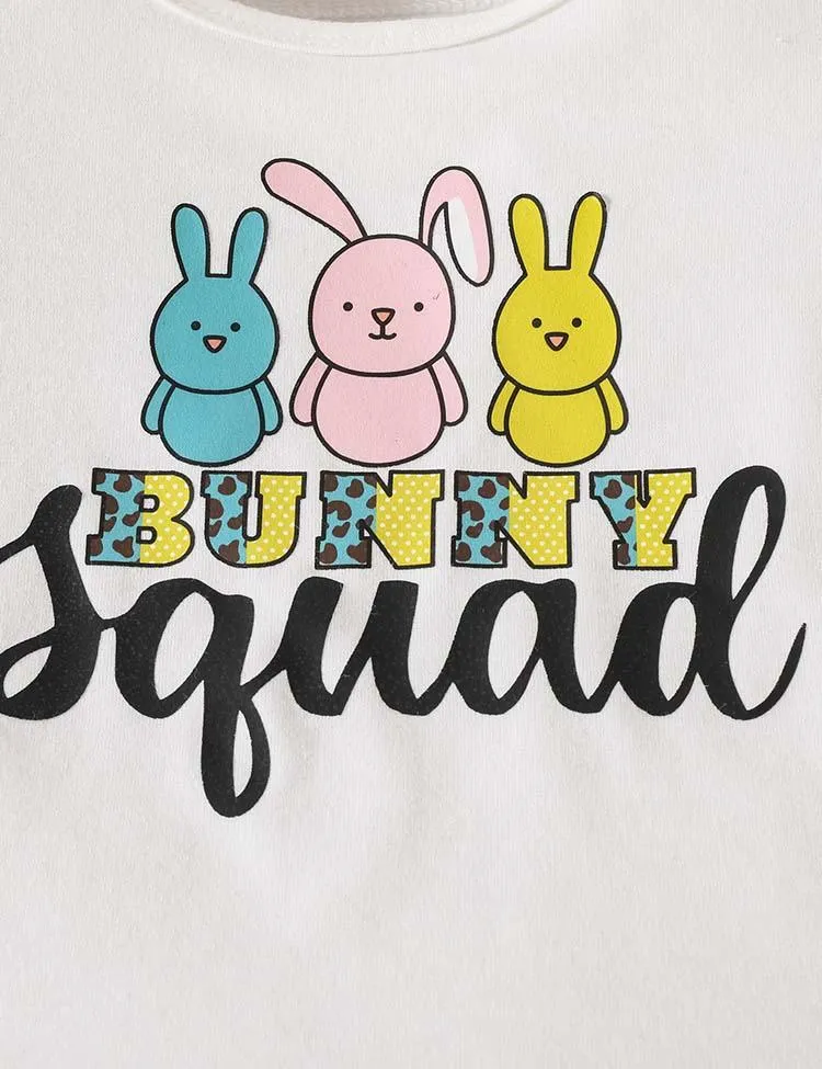 Easter Cartoon Cute Bunny Printed Short Sleeve T-Shirt+Flared Pants - Image 6