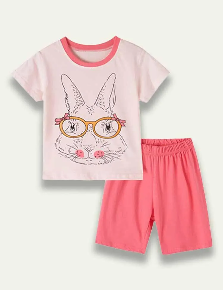 Easter Cartoon Glasses Bunny Printed Suit