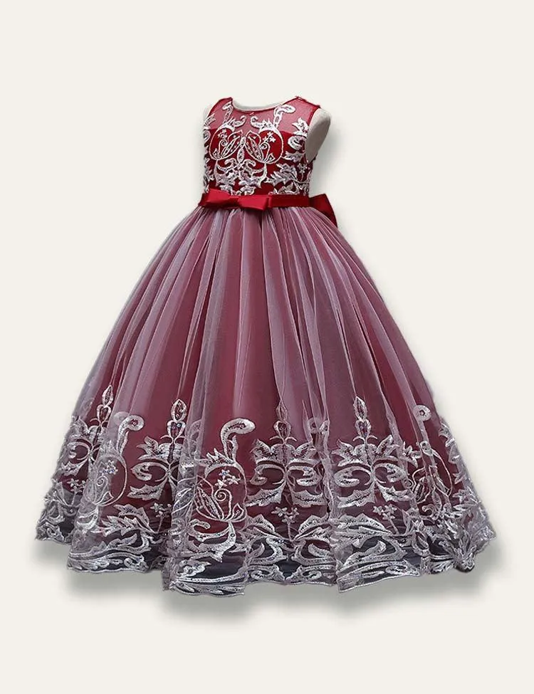 Elegant Princess Floral Tulle Party Dress - Image 5