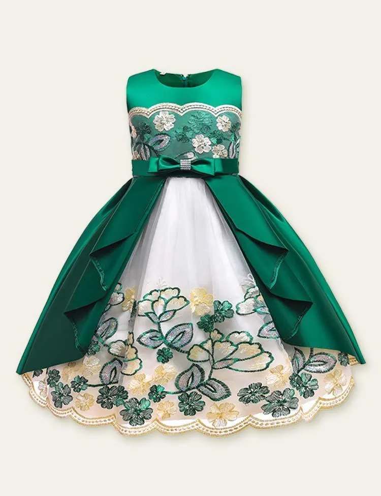 Embroidered Mesh Party Dress - Image 3