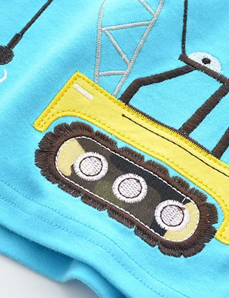 Excavator Appliqué Embroidered Long Sleeve T-shirt - Image 2