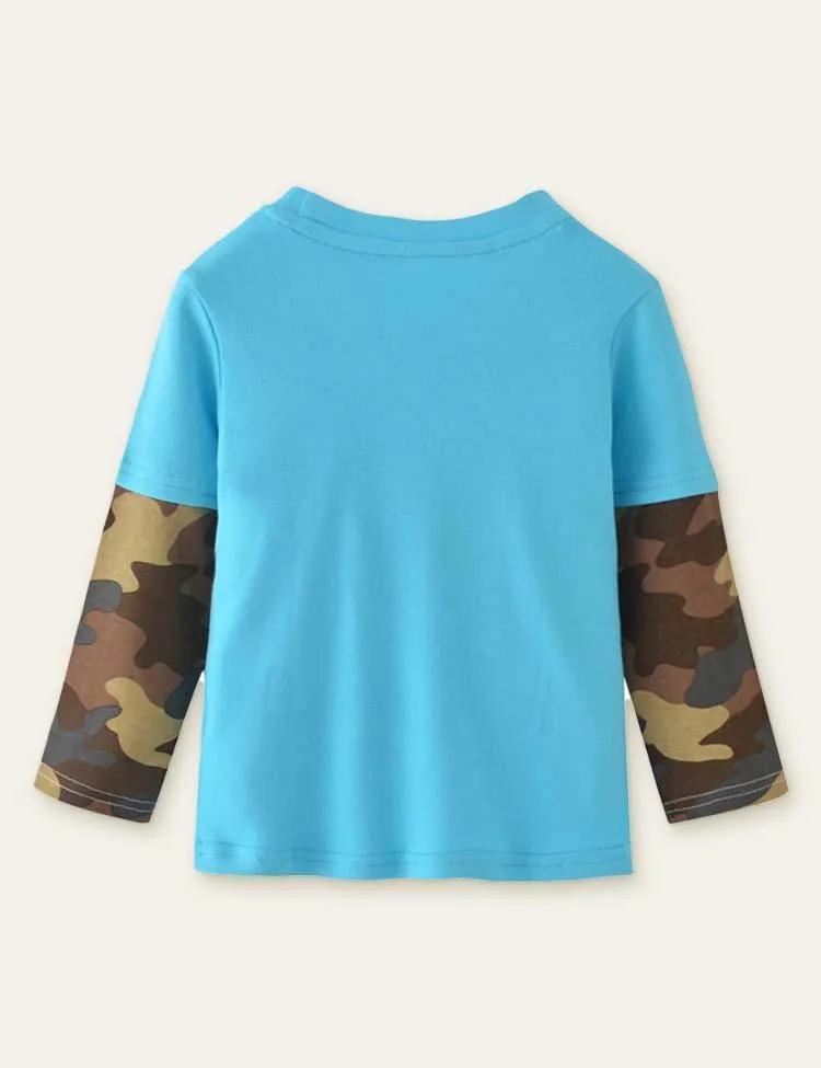 Excavator Appliqué Embroidered Long Sleeve T-shirt - Image 5