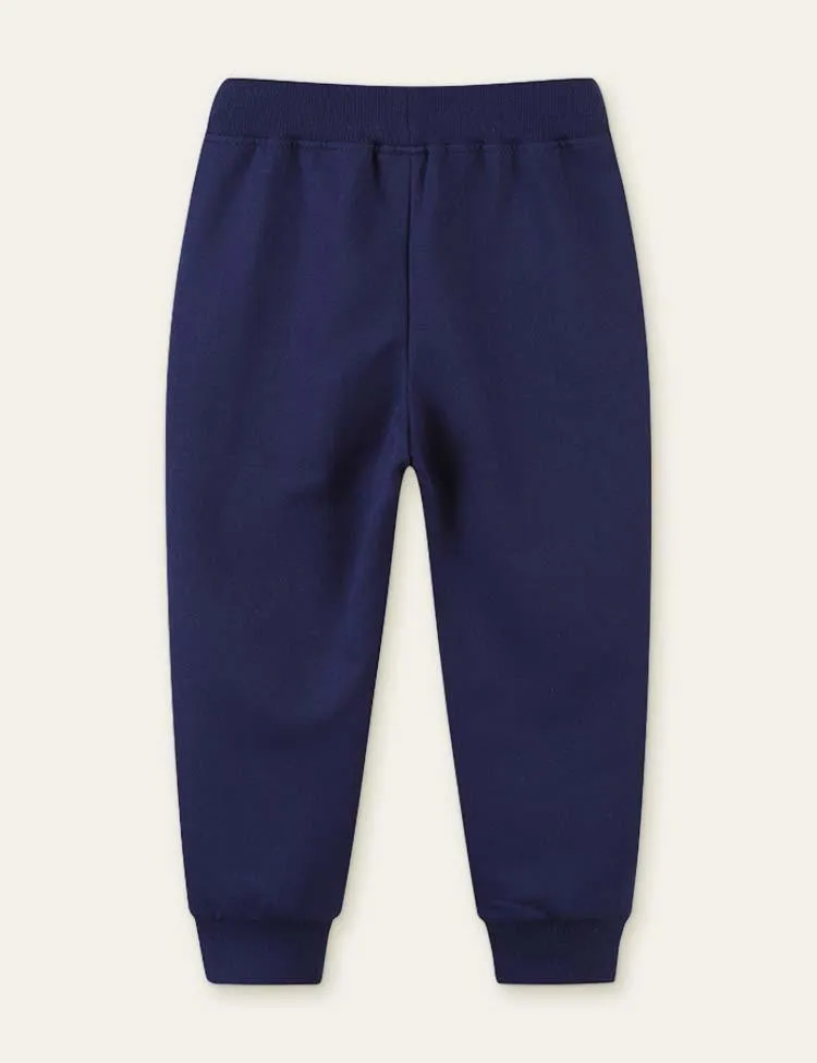 Excavator Cartoon Embroidered Sweatpants - Image 2