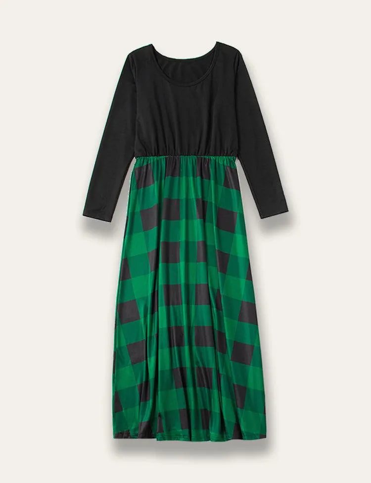 Family Matching Green Plaid Print Dress - Image 2