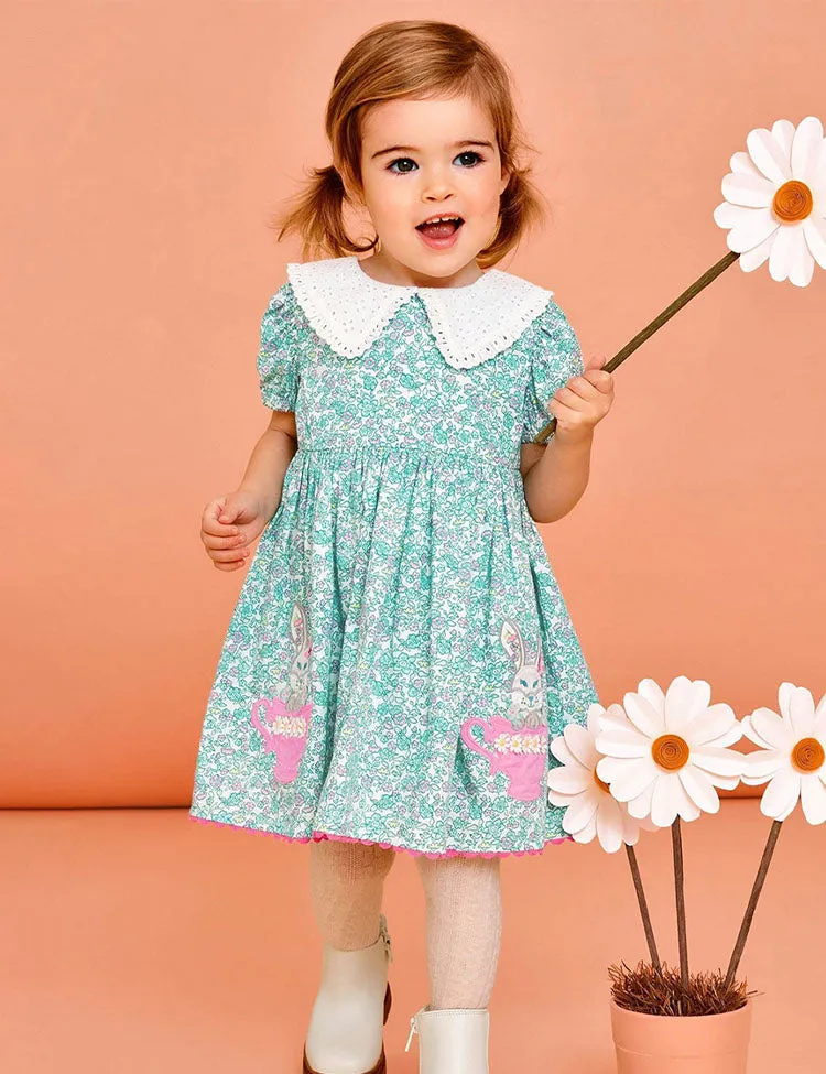 Floral Cup Bunny Appliqué Dress - Image 2