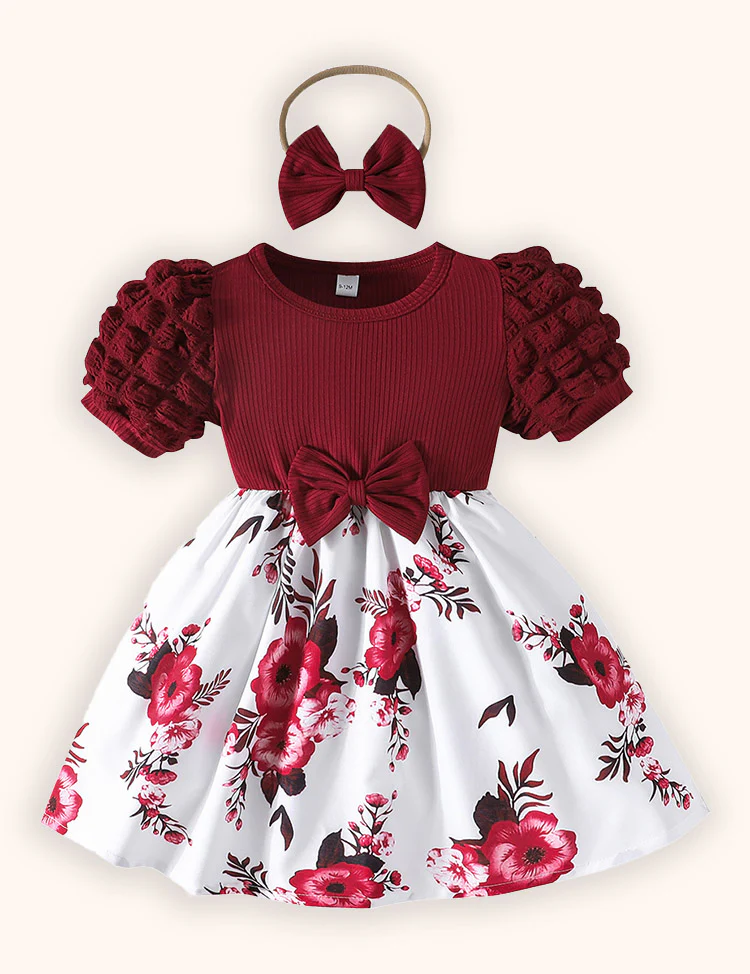 Floral Decorations with Bows Dress + Heaband - Image 2