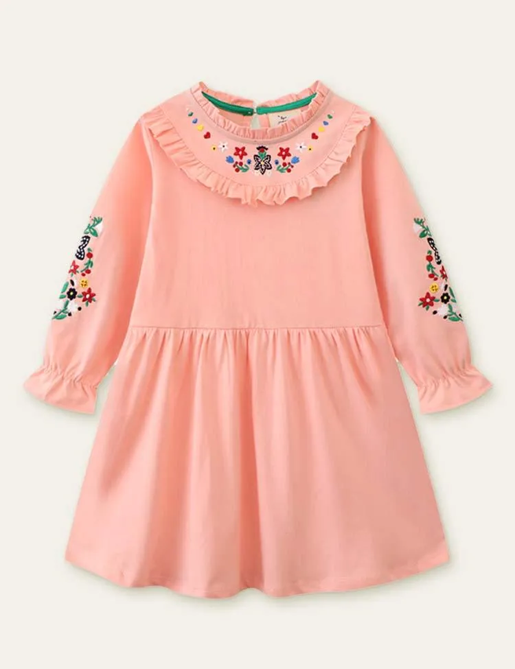 Floral Embroidered Long Sleeve Dress