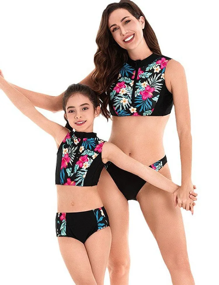 Floral Print Family Matching Swim Suit - Image 2