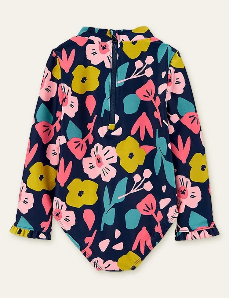Floral Printed Long Sleeve Swimsuit - Image 2