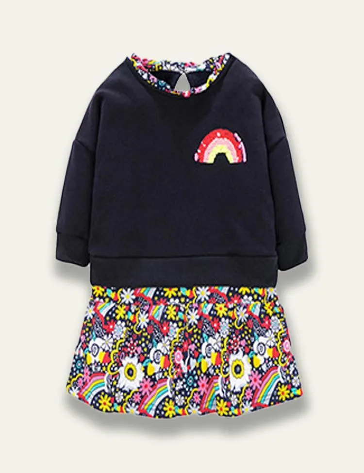 Floral Rainbow Sweatshirt Dress - Image 2