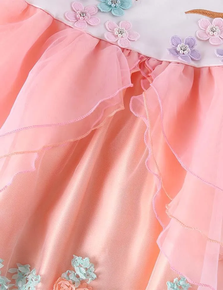 Floral Unicorn Mesh Party Dress - Image 4